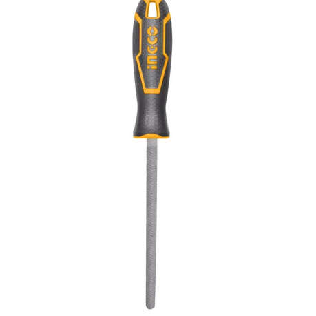 Ingco - Round Steel File (200 mm) + Handle