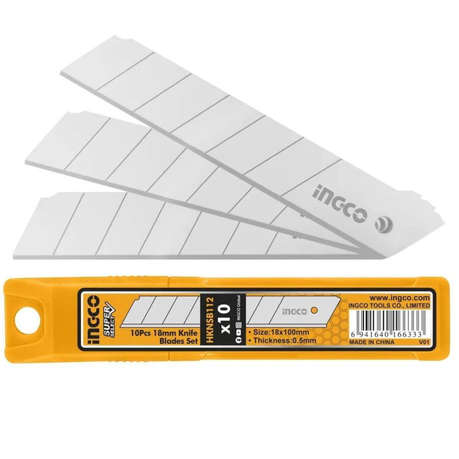 Ingco - Snap-Off Knife Blades Set - 10 Piece (18 mm x 100mm)