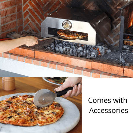 LK's Premium Charcoal Pizza Oven with Accessories (Stainless Steel)