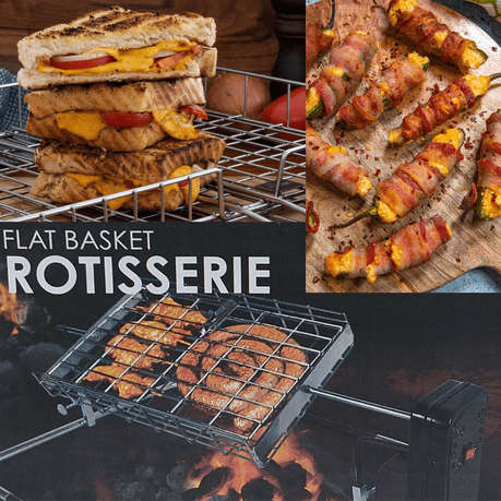 Flat Basket Rotisserie including motor - Chrome