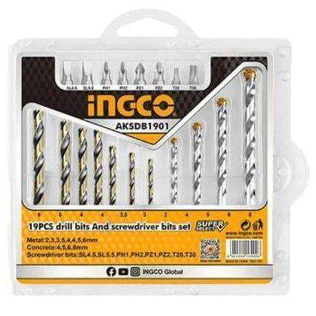 Ingco - 19 Piece Drill Bits &amp; Screwdriver Bits Set