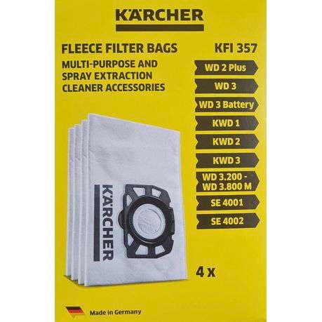 Kärcher 4 Piece Fleece Bags for WD 2, 3 &amp; SE 4001, 2 Boxes