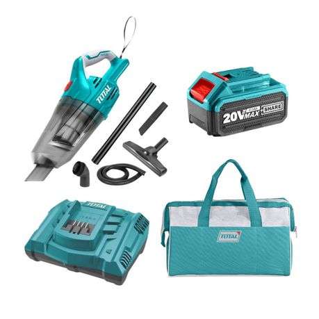 Total Tools - Lithium-Ion Vacuum - 20V, 4.0Ah Battery, Charger and Tool Bag