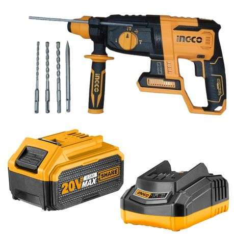Ingco - Cordless Rotary Hammer Drill with Charger + Battery Pack - (4.0AH)