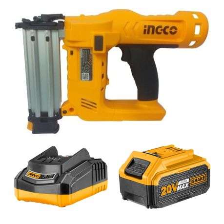 INGCO - Cordless Brad Nailer Kit with Charger and Battery (4.0Ah)