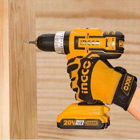 Ingco - Lithium-Ion Cordless Drill (20V) with 13Pc Drill Bit Assortment Set