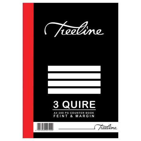 Treeline - A4 Counter Book 3 Quire Feint And Margin, 288 Pages