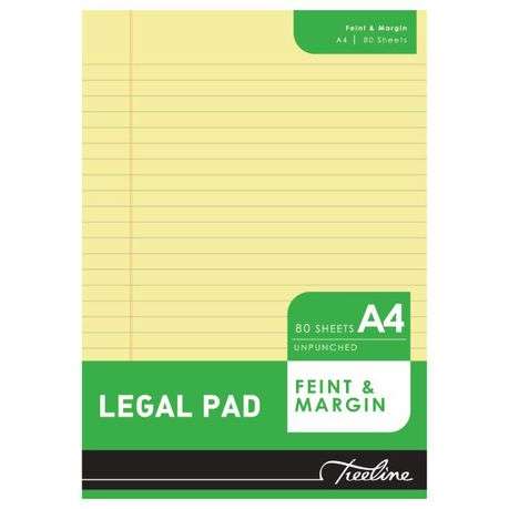 Treeline - Legal Pad A4 Yellow Bond Paper, 80 Sheet ( Pack 10 )