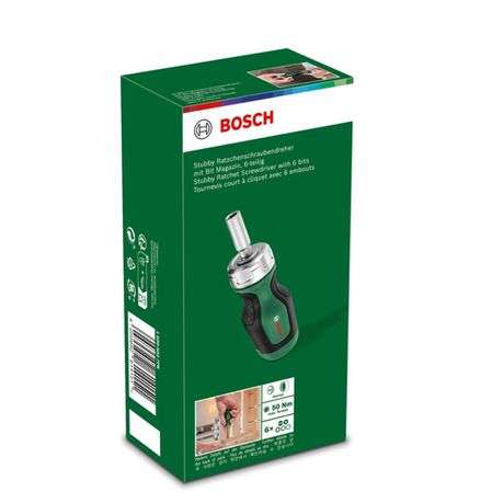 Bosch - Stubby Ratchet Screwdriver with 6 Bits