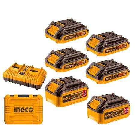 Ingco - Cordless 20v - 2Ah and 4Ah Battery Charger Kit