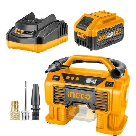 INGCO - Auto Air Compressor with Charger &amp; Battery Pack - (6.0AH)