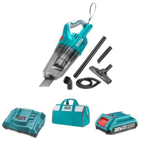 Total Tools - Lithium-Ion Vacuum 20V with 2.0Ah Battery, Charger &amp; Bag