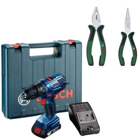 Bosch - GSB180-LI Cordless Drill with 2-Piece Pliers Set