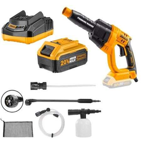 Ingco - Pressure Washer With Accessories and 4.0Ah Battery, Charger Combo