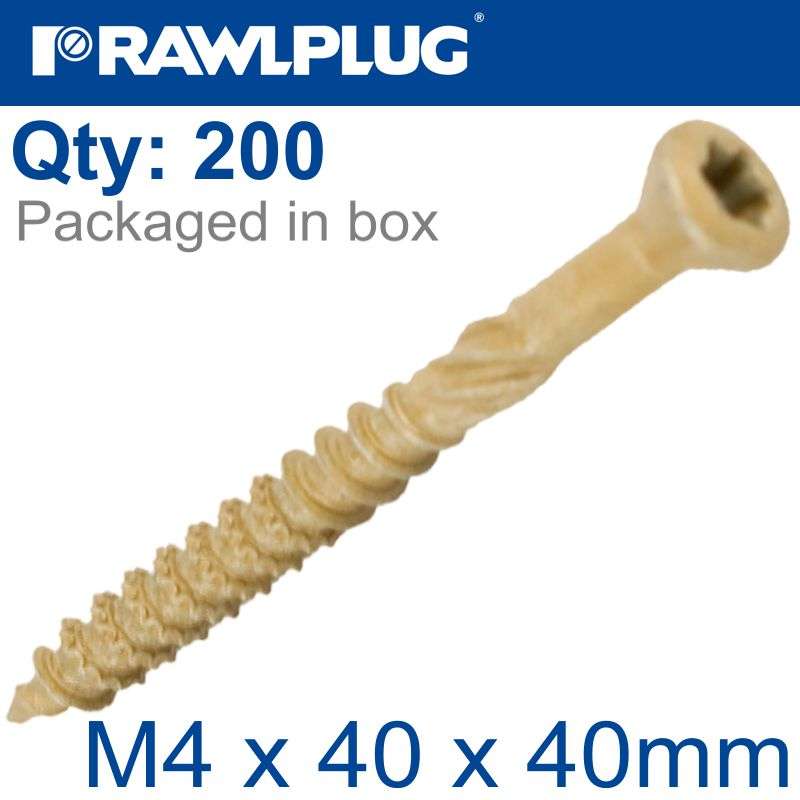 R-dsx decking  screws m4 x 40x40 ginger ruspert x200-box