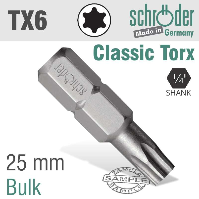 Torx tx6 classic bit 25mm bulk