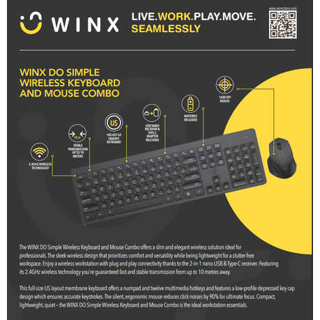 WINX DO Simple Wireless Keyboard and Mouse Combo