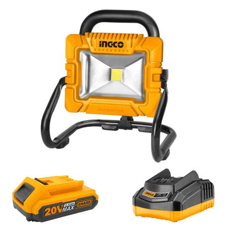 Ingco - Lithium-Ion Work Lamp 20V Kit (Charger + Battery (2.0AH) Included)