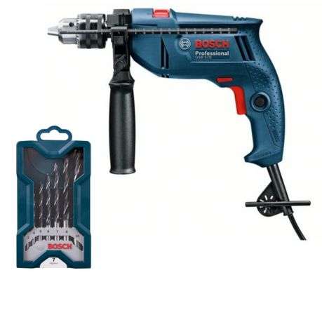 Bosch - Impact Drill (GSB570) With 7 Piece Mini-X-Line Drill Bit Set (3-10MM)