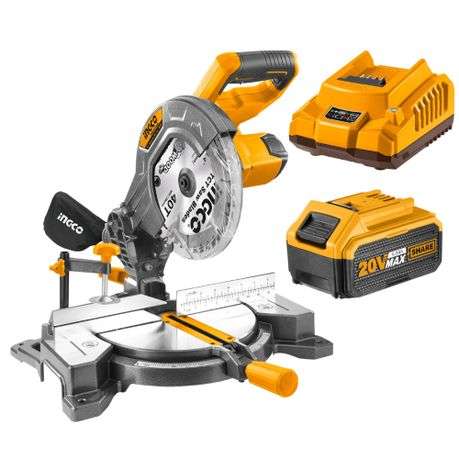 Ingco - Cordless Li-Ion Mitre Saw - (20V) with 4.0Ah Battery and Charger