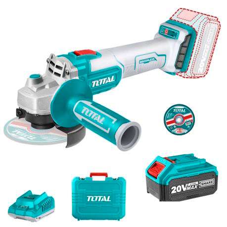 Total Tools 20V Lithium-Ion Brushless Angle Grinder - Battery and Charger