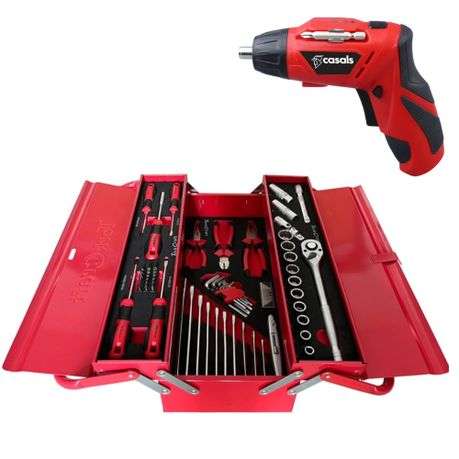 Tork Craft - Toolbox Compact 1/2" - 3 Tray 71Pc &amp; Cordless Screwdriver 12Pc