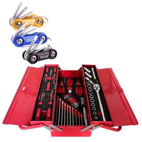 Tork Craft -Toolbox Compact 1/2" 3 Tray 71 Piece With Allen Key Sets 6 In 1 -3 Piece