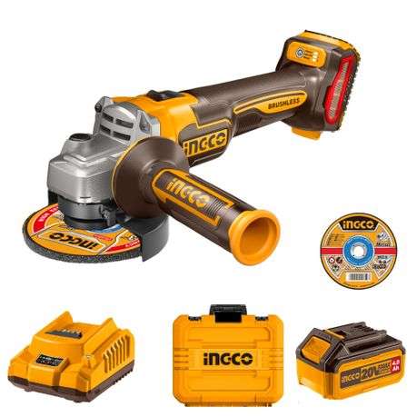 Ingco - Angle Grinder Cordless Kit - 115MM - 1 x 4.0Ah Batteries