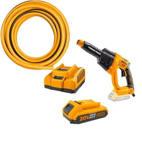 Ingco - Pressure Washer with 2.0AH Battery, Charger and Garden Hose (20M)