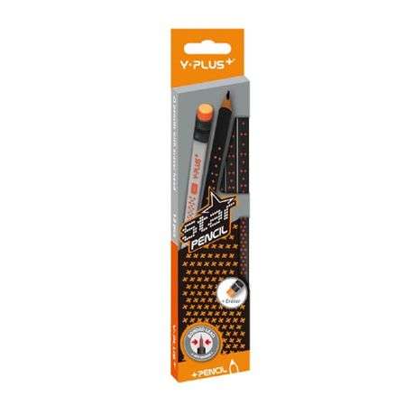 Y-Plus Star Pencil Tri-Grip HB with Eraser Tip 12`S