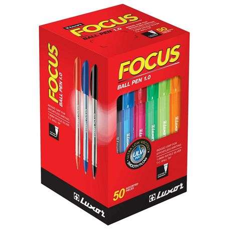 Luxor Focus Icy Ball Pen 1.0mm Black (Box 50`s)