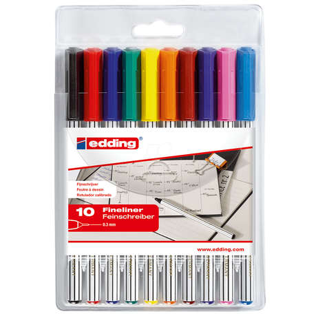 Edding Fine Liner Wallet Assorted Colours 10Pcs.