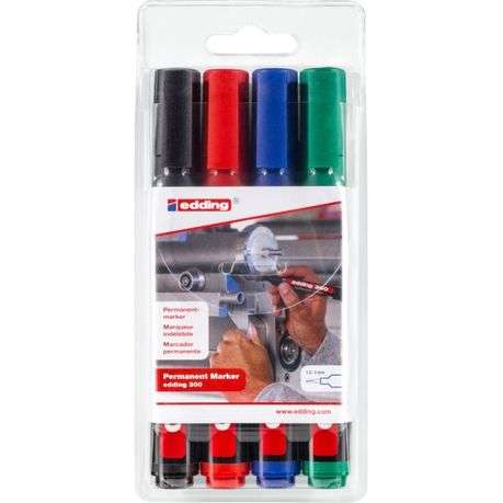 Edding 300 Permanent Marker Wallet 4Pcs.