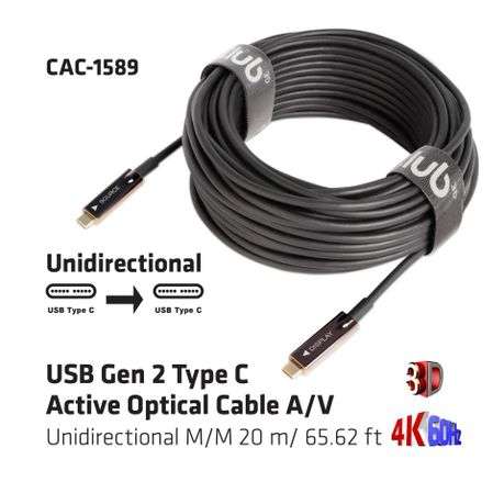 Club 3D USB Gen2 Type-C Active Optical Cable - 20m