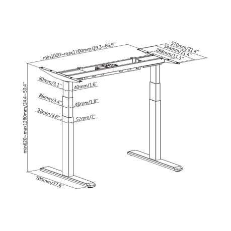 3-Stage Dual Motor Electric Sit-Stand Desk Frame