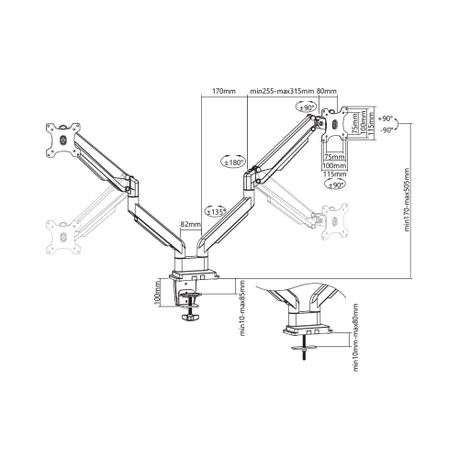 17 - 32 Counterbalance Bracket for a Single LED/LCD Screen