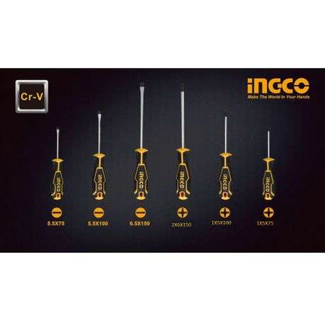 INGCO Cr-V 6 Pieces Screwdriver Set-HKSD0628