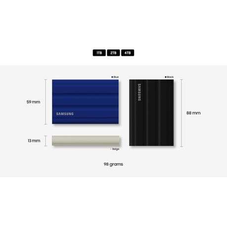 Samsung T7 Shield USB 3.2 1TB Rugged SSD - Black