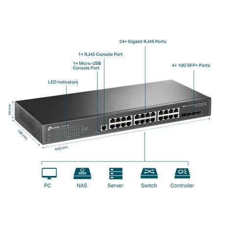 Tp-Link SG3428X JetStream 24-Port Gigabit L2+ Switch with4 10GE SFP+ Slots