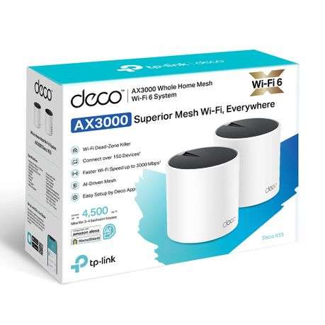 TPLINK Deco X55 2 Pack AX3000 Whole Home Mesh WIFI 6 System