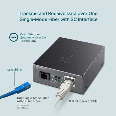 Tp-Link 10/100mbps WDM Media Converter with 1-Port Poe