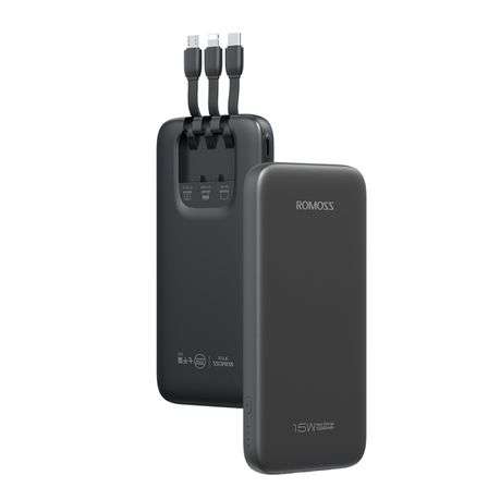 Romoss Pastel 10000mAh 15W Power Bank With Built in Cables - Pink
