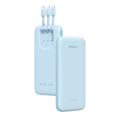 Romoss Pastel 10000mAh 15W Power Bank With Built in Cables - Pink