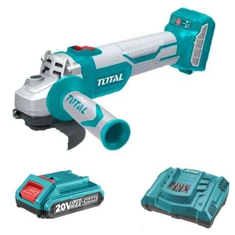 Total Tools - Lithium-Ion Angle Grinder 20V, 2.0Ah Battery &amp; Charger
