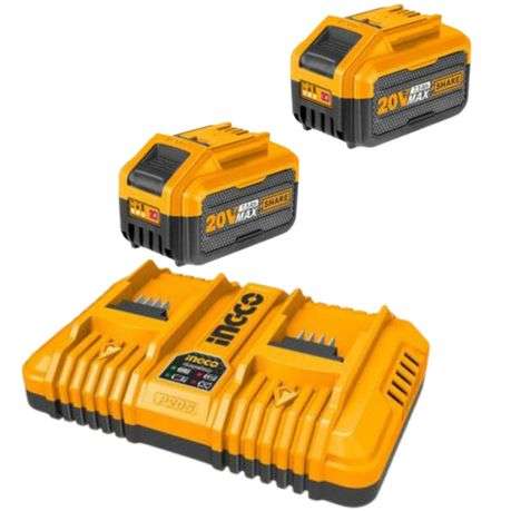 Ingco - Fast Intelligent Dual Charger with 2 x 7.5Ah Battery Packs