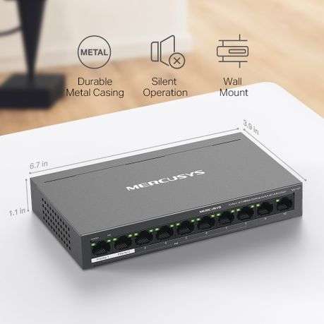 TP-Link Mercusys MS110P 10-Port 10/100Mbps Desktop Switch with 8-Port PoE+