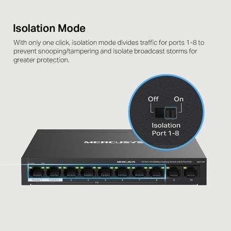 TP-Link Mercusys MS110P 10-Port 10/100Mbps Desktop Switch with 8-Port PoE+
