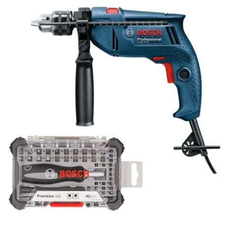 Bosch - Impact Drill (GSB 570) with Precision Screwdriver Bit Set - 42 Pcs