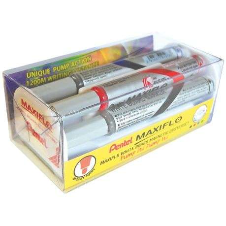 Pentel Maxiflo 4.0mm Bullet Tip Whiteboard Marker Magnetic Duster Set
