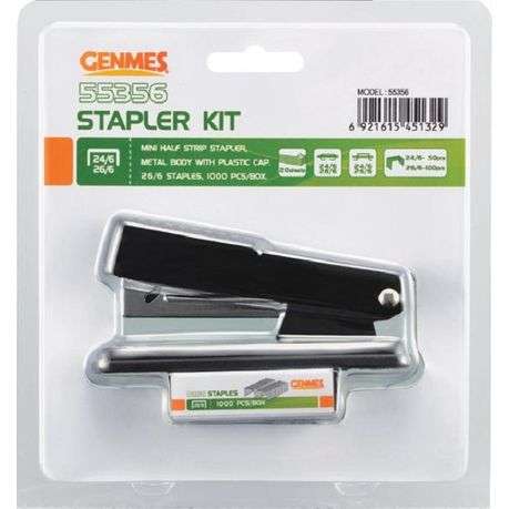 Genmes Mini Half Strip Stapler + Staples Set (55356)